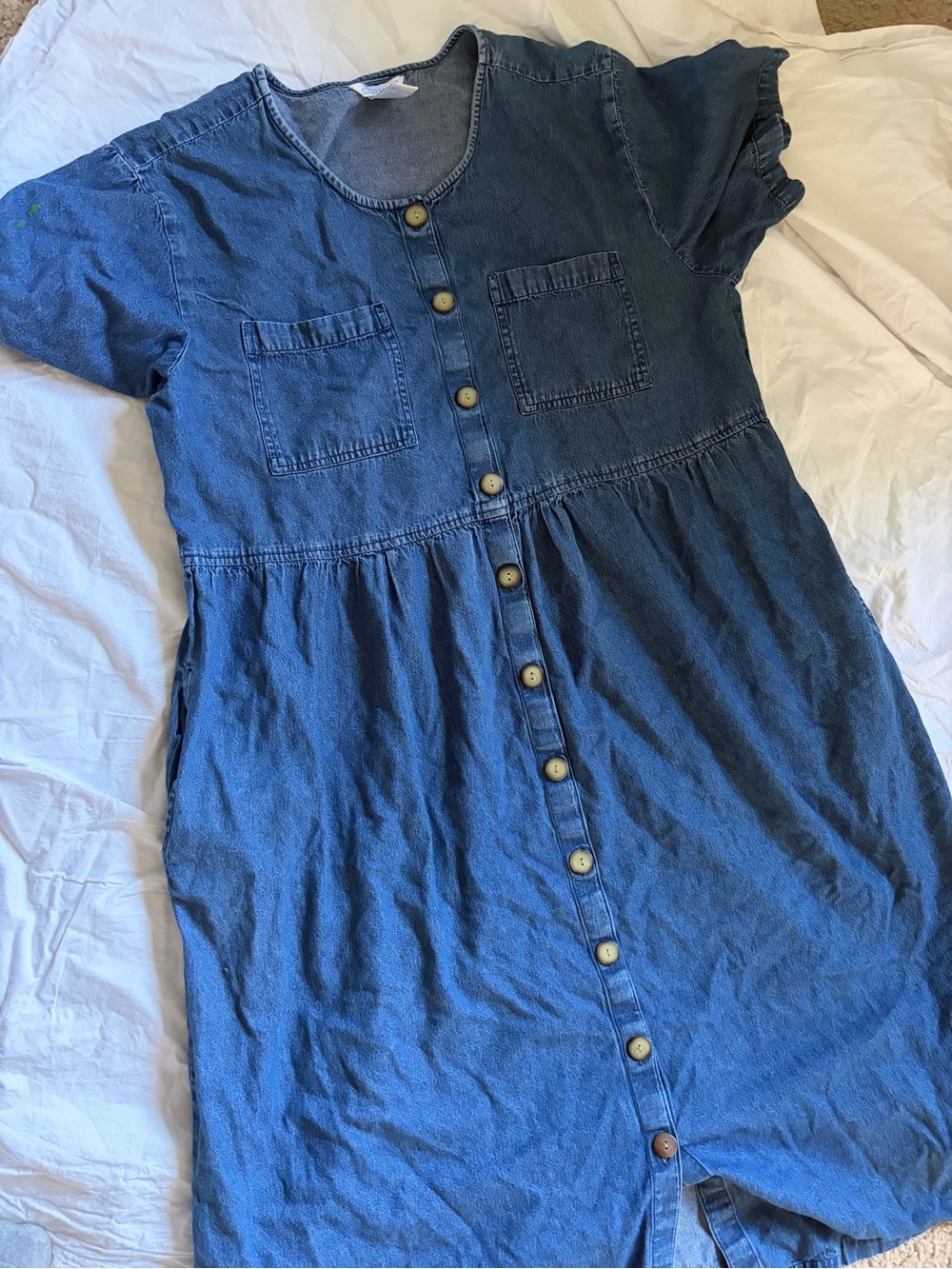 Vintage 90’s Denim Button-Front Dress - Blue